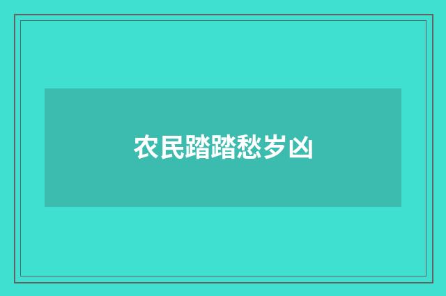 农民踏踏愁岁凶