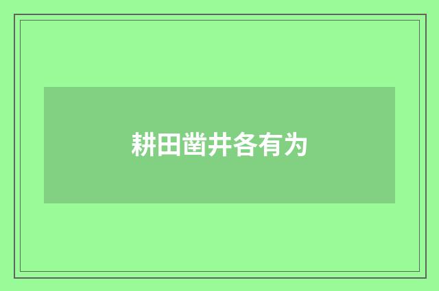 耕田凿井各有为