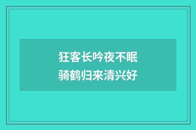 狂客长吟夜不眠骑鹤归来清兴好