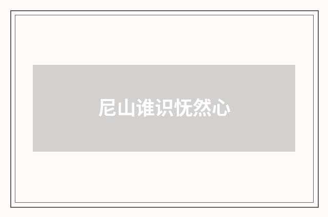 尼山谁识怃然心