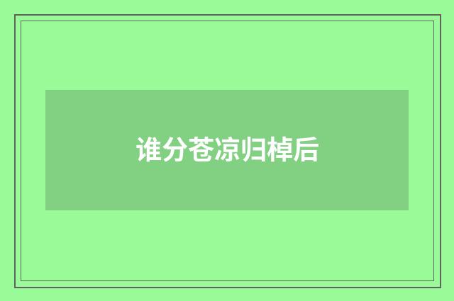 谁分苍凉归棹后