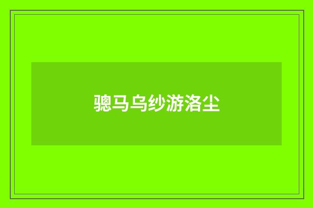 骢马乌纱游洛尘