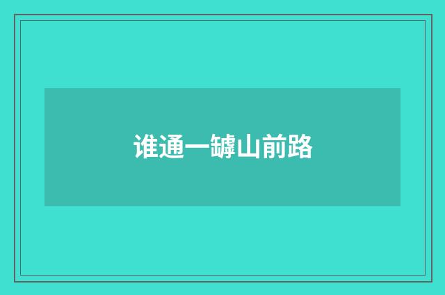 谁通一罅山前路