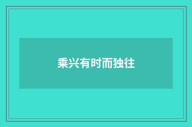 乘兴有时而独往