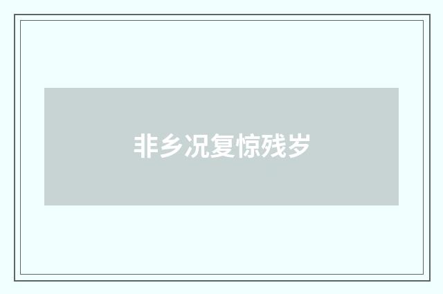 非乡况复惊残岁