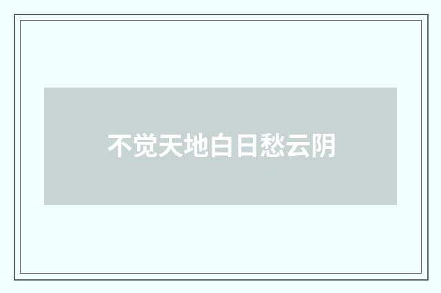 不觉天地白日愁云阴