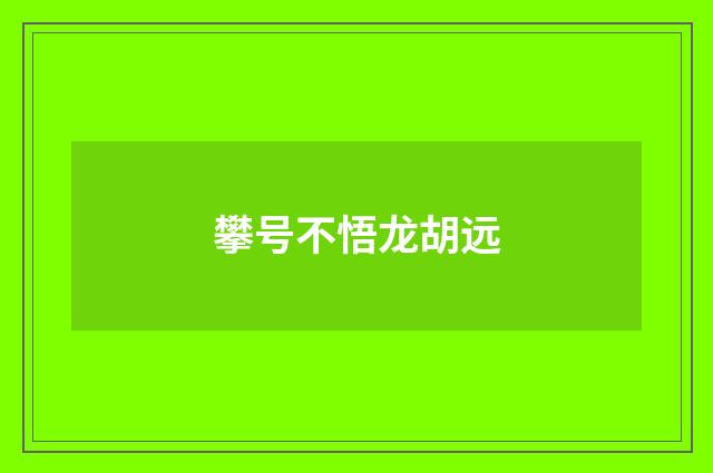 攀号不悟龙胡远