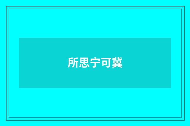 所思宁可冀