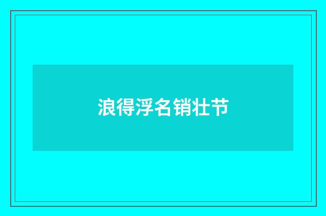 浪得浮名销壮节