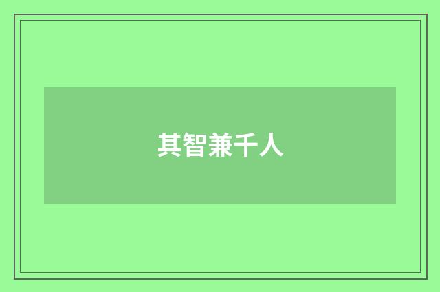 其智兼千人