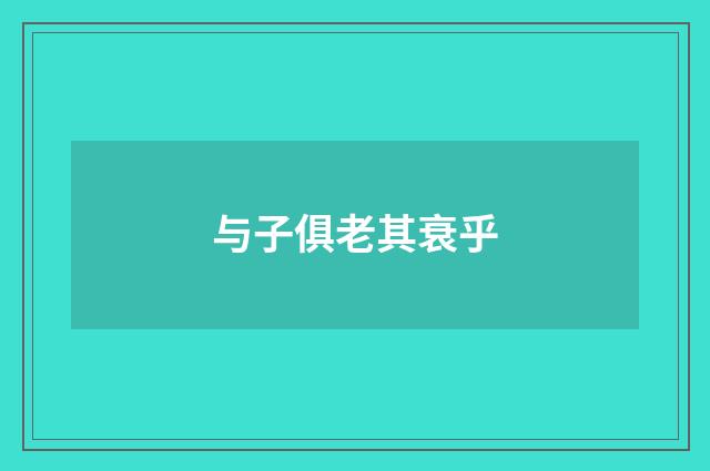 与子俱老其衰乎