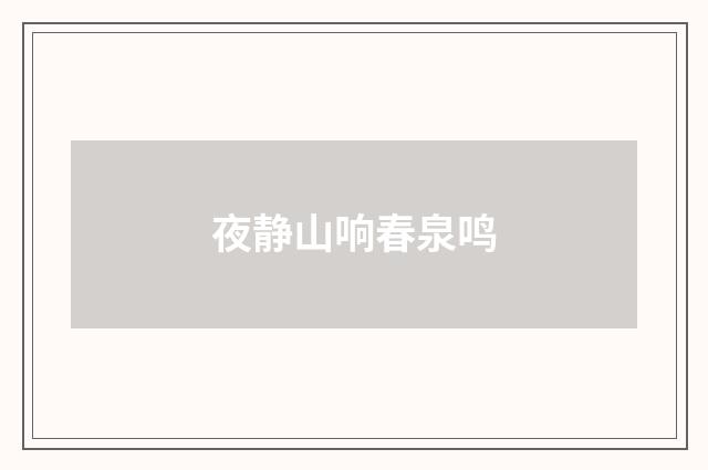 夜静山响春泉鸣