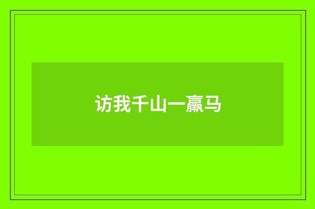 访我千山一羸马