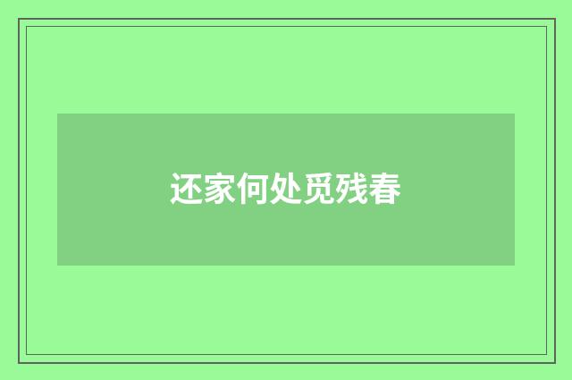 还家何处觅残春