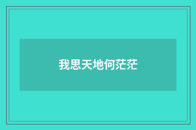 我思天地何茫茫