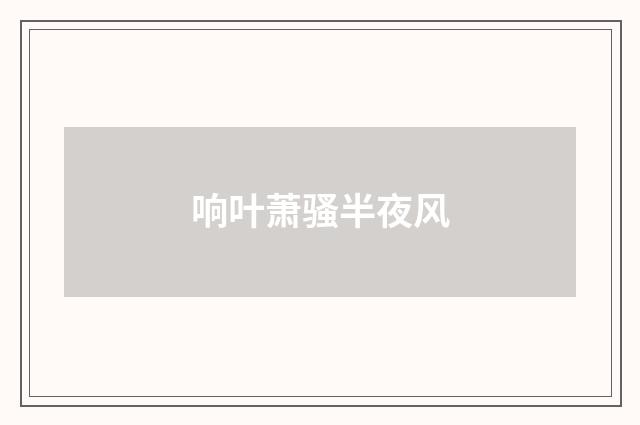 响叶萧骚半夜风