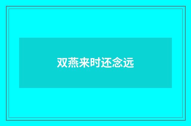 双燕来时还念远
