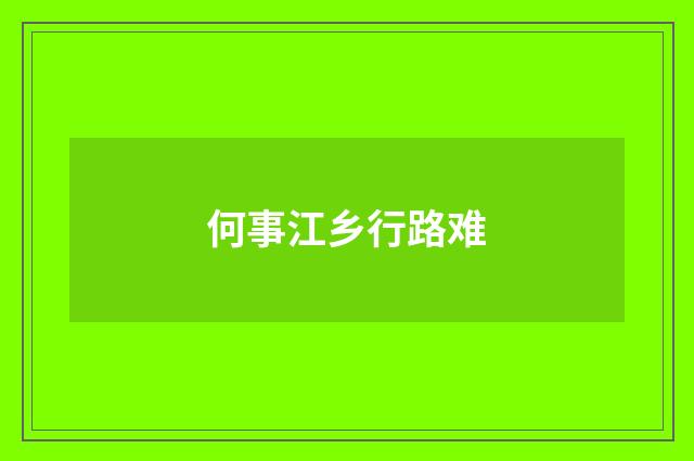 何事江乡行路难