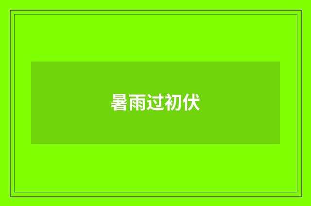 暑雨过初伏