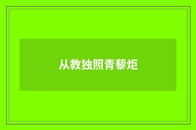 从教独照青藜炬