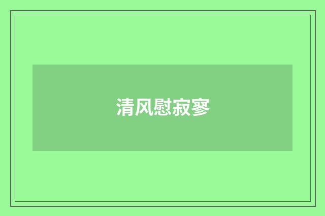 清风慰寂寥