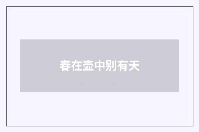 春在壶中别有天