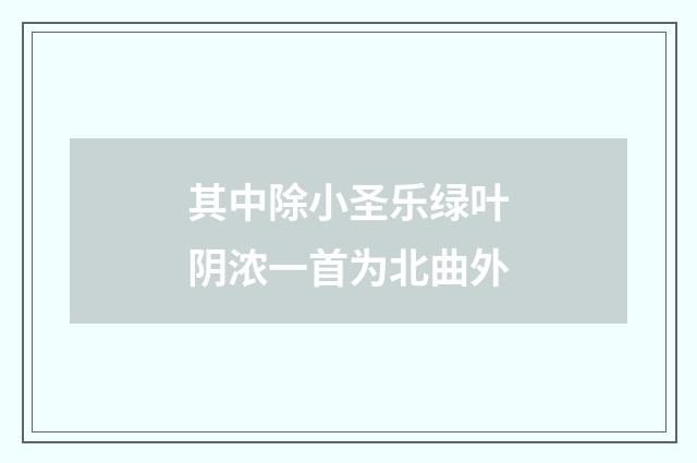其中除小圣乐绿叶阴浓一首为北曲外