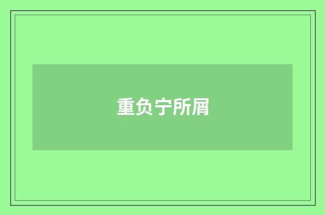 重负宁所屑