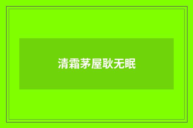 清霜茅屋耿无眠
