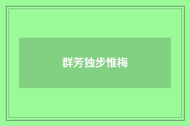 群芳独步惟梅
