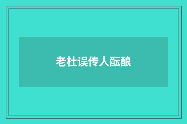 老杜误传人酝酿