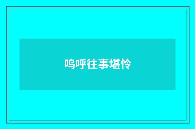 呜呼往事堪怜