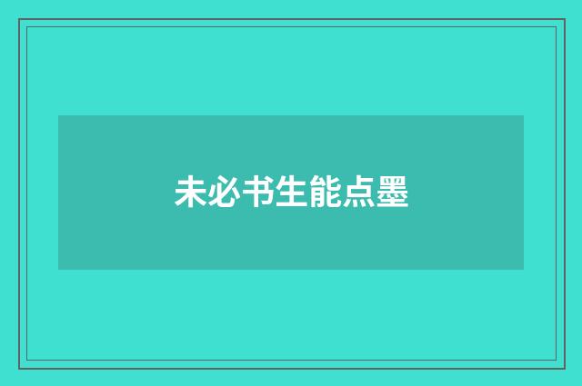 未必书生能点墨