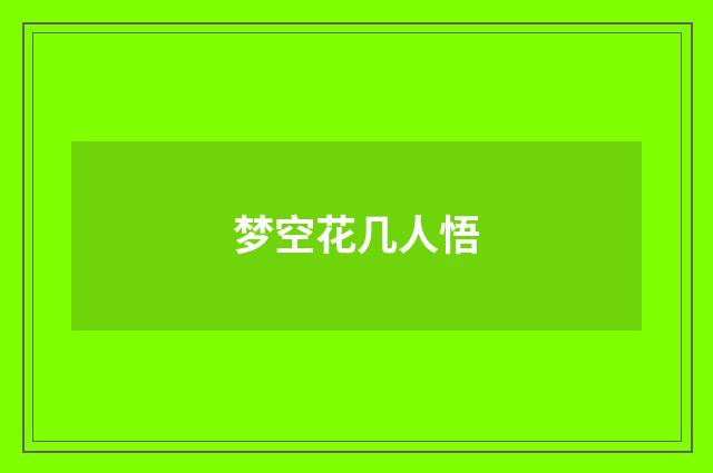 梦空花几人悟