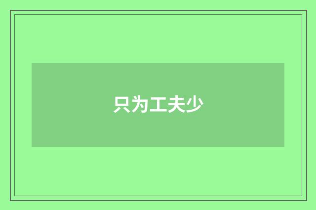 只为工夫少