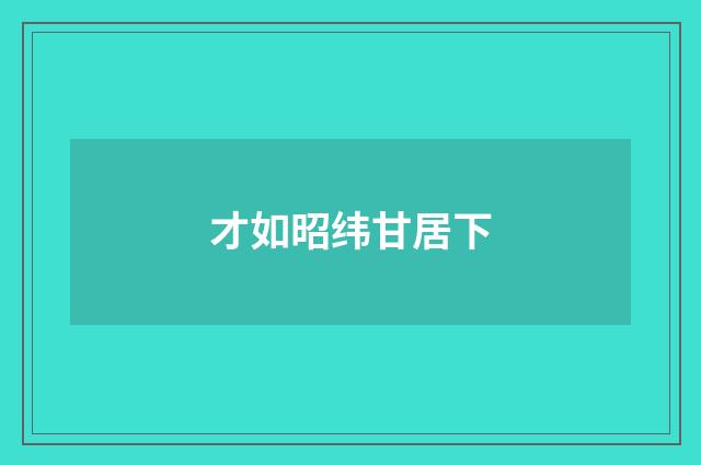 才如昭纬甘居下