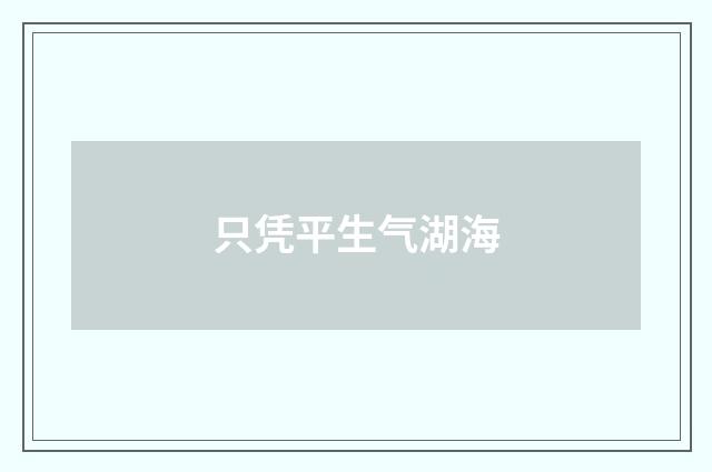 只凭平生气湖海