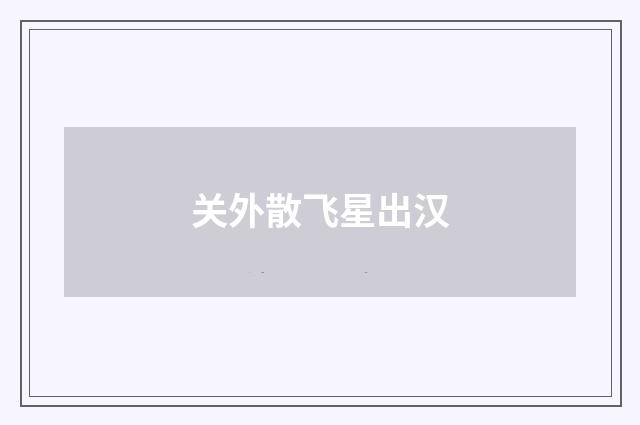 关外散飞星出汉