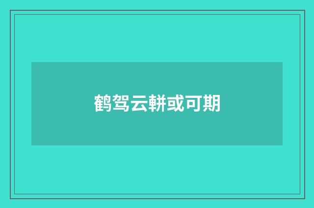 鹤驾云軿或可期