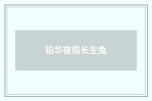 铅华夜捣长生兔