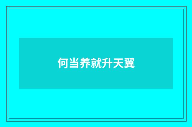 何当养就升天翼