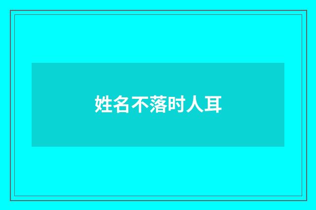 姓名不落时人耳