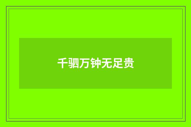 千驷万钟无足贵