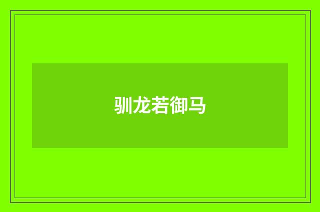 驯龙若御马