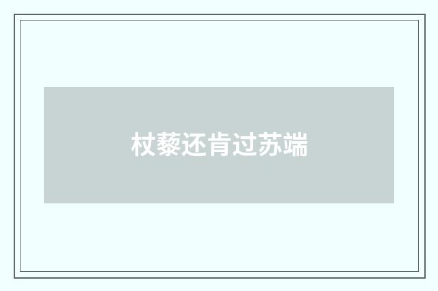 杖藜还肯过苏端