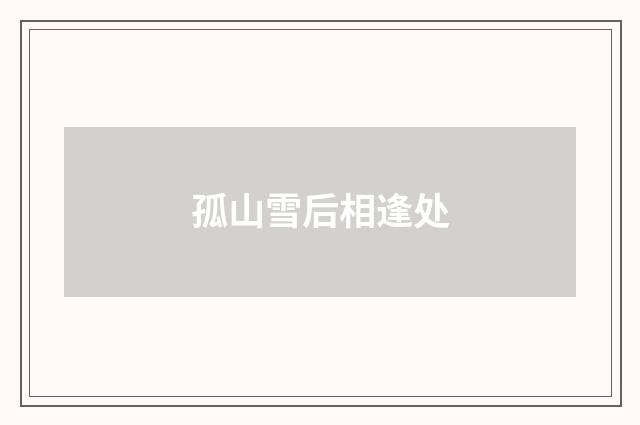 孤山雪后相逢处