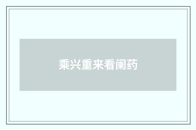 乘兴重来看阑药
