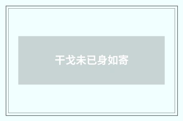 干戈未已身如寄