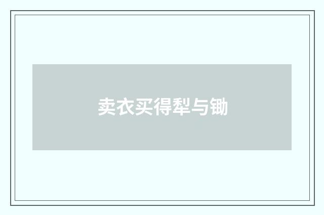 卖衣买得犁与锄