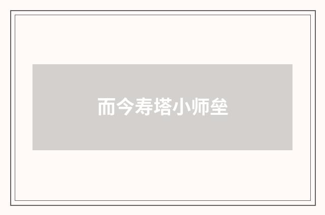 而今寿塔小师垒